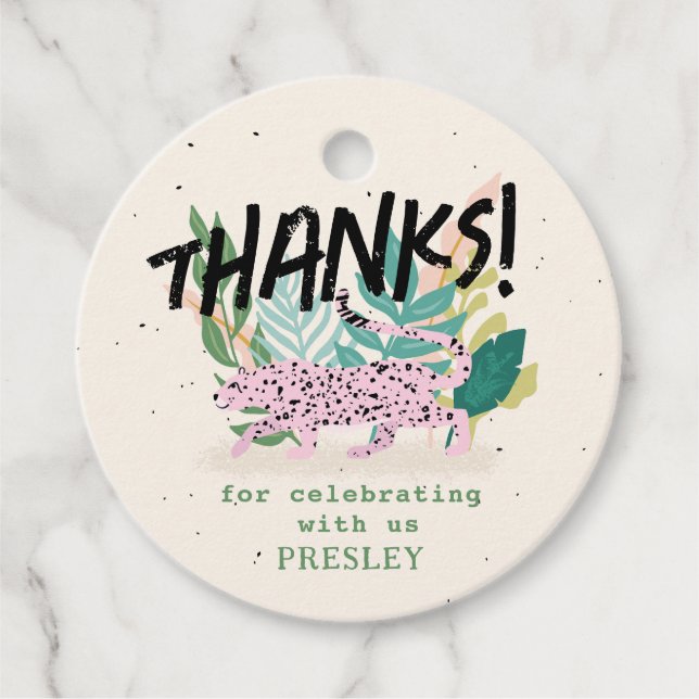 Wild Cat Kindergeburtstag Party Geschenkanhänger (Vorderseite)