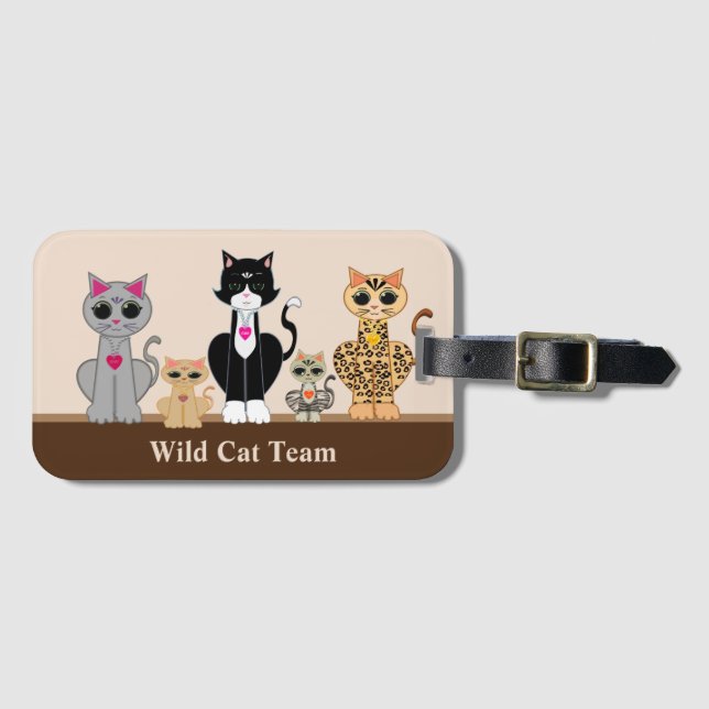 Wild Cat Team auf Beige & Brown Gepäckanhänger (Vorderseite (Horizontal))