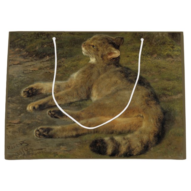 Wild Cat (von Rosa Bonheur) Große Geschenktüte (Vorderseite)