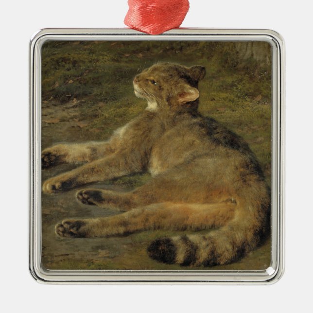 Wild Cat (von Rosa Bonheur) Ornament Aus Metall (Vorne)
