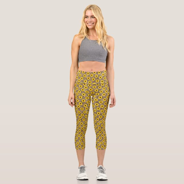 Wild Cheetah Leopard Print Accent Capri Leggings (Vorderseite)