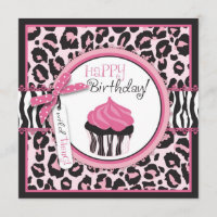 Wild Cheetah Print & Cupcake Geburtstag