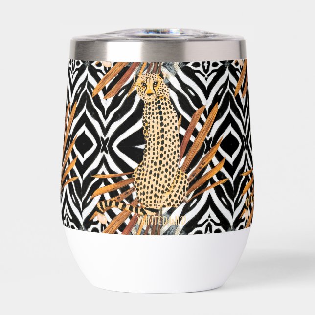 Wild Cheetah Wine Tumbler – African Wildlife Art  (Vorderseite)