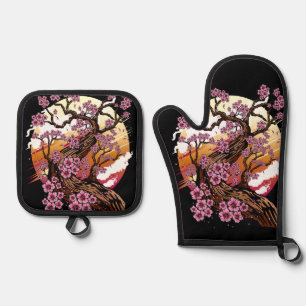 Wild Cherry Blossom Ofenhandschuh & Topflappen-Set