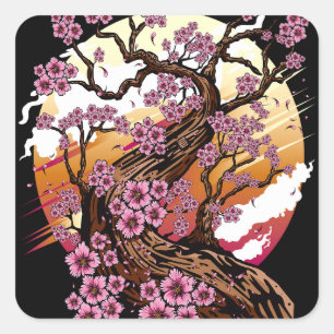 Wild Cherry Blossom Quadratischer Aufkleber