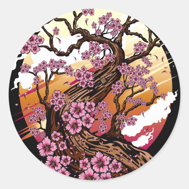 Wild Cherry Blossom Runder Aufkleber (Vorderseite)