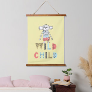 Wild Child Scandia Monkey Wandteppich Mit Holzrahmen