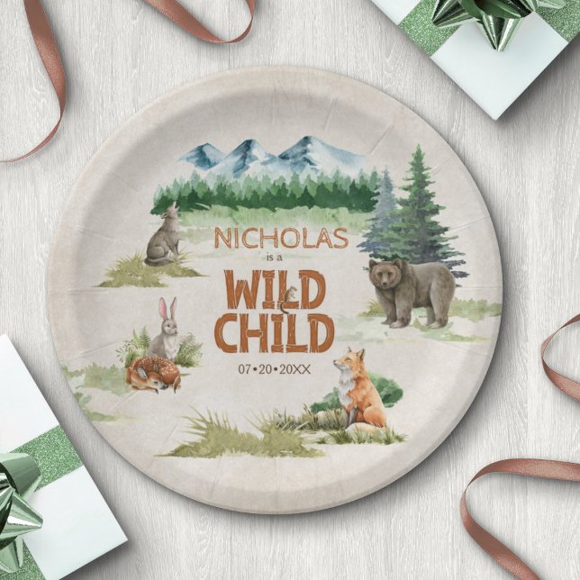Wild Child Woodland Animal Birthday Party Pappteller (Von Creator hochgeladen)