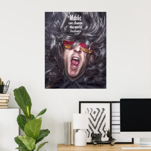 Wild Crazy Man Musician Wild Hair Poster