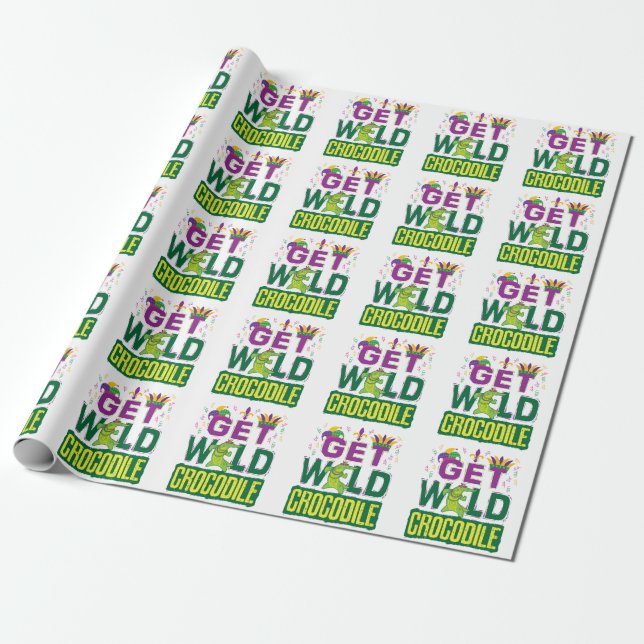 Wild Crocodile Mardi Gras Alligator Geschenkpapier (Ungerollt)