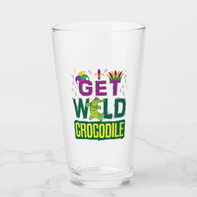 Wild Crocodile Mardi Gras Alligator Glas (Vorderseite)