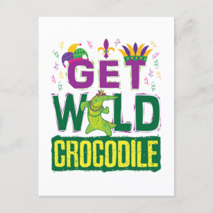 Wild Crocodile Mardi Gras Alligator Postkarte