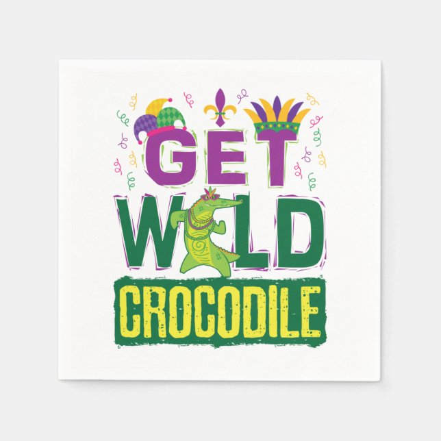 Wild Crocodile Mardi Gras Alligator Serviette (Vorderseite)