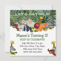 Wild! Custom Child Jungle Birthday Einladung