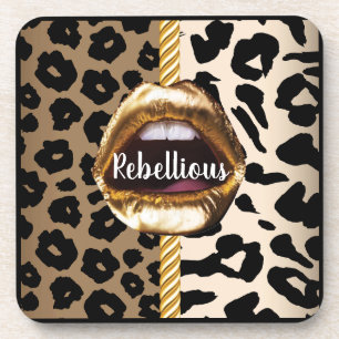 Wild Custom Gold Lips Geschenk Décor Girl Niedlich Getränkeuntersetzer
