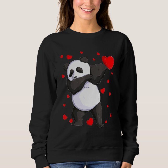 Wild Dab Animals Dabbing Panda Bear St Valentine's Sweatshirt (Vorderseite)