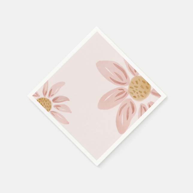 Wild Daisy Birthday Pink und Gelb Serviette (Ecke)