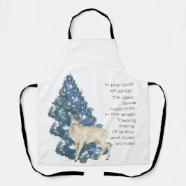 Wild Deer Footprints in Snow – Winter Nature Art Schürze