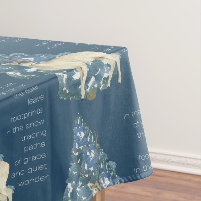 Wild Deer Footprints in Snow – Winter Nature Art Tischdecke (Beispiel)