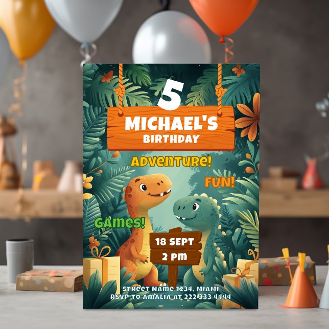 Wild Dino Adventure Birthday Party Einladung (Von Creator hochgeladen)