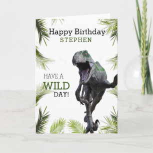 Wild Dinosaur Jurassic Raptor Birthday Karte