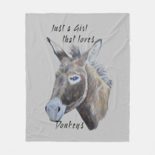 Wild Donkey Art Just a Girl, die Lieben Donkeys Fleecedecke
