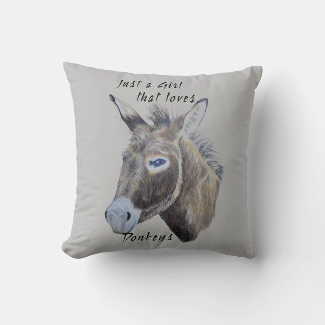 Wild Donkey Art Just a Girl, die Lieben Donkeys  Kissen (Vorderseite)