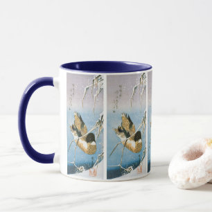Wild Duck Schwimmend Schnee Beladene Röhricht von Tasse