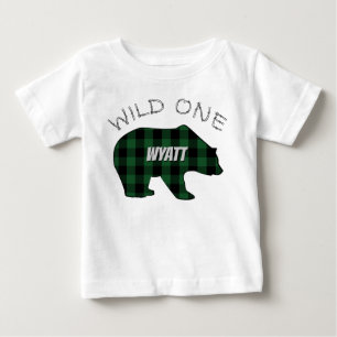 Wild ein 1. Geburtstag Bear Green Lumberjack Karie Baby T-shirt