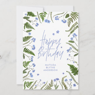 Wild ein 1. Geburtstag blauer Farn botanisch i Einladung