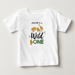 Wild ein 1. Geburtstag Tiere Black Gold T - Shirt