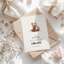 Wild ein Aquarellbär 1. Geburtstag modern