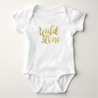 Wild ein Baby Geburtstag Girl Bodysuit Gold Shirt