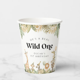 Wild ein erster Geburtstag Papier Cup Safari Tiere Pappbecher