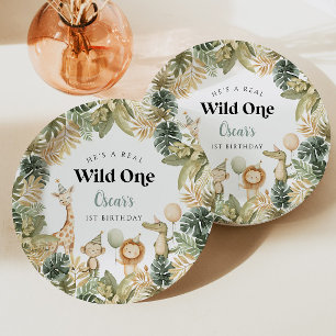 Wild ein erster Geburtstag Papier Plate Safari Tie Pappteller