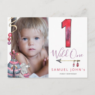Wild Ein erster Geburtstag Stamm FOTO Junge Party Postkarte