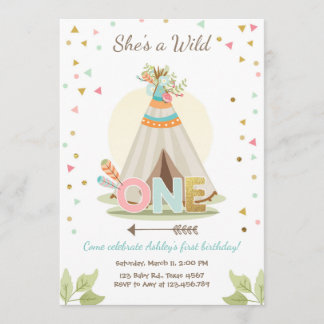 Wild Ein Geburtstag Einladung Teepee Boho Girl
