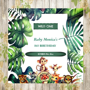Wild ein Geburtstag Jungle Safari Tropische Blätte Serviette