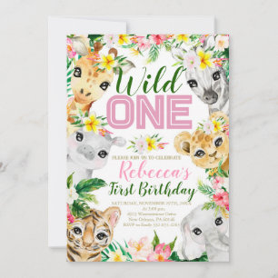 Wild ein Geburtstag, Jungle Tiere 1. Geburtstag Einladung