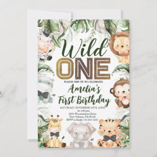 Wild ein Geburtstag, Safari, Jungle WILD Ein Tier Einladung