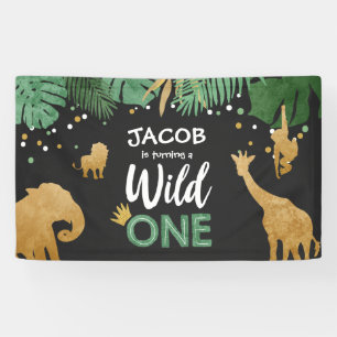 Wild ein Geburtstagsbanner Safari Jungle Animals Banner