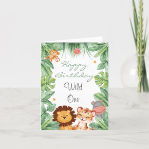 Wild ein Jungle Tiere Tropical Boy Geburtstag Dankeskarte