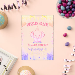 Wild ein Niedlicher Elefant 1. Geburtstag Einladun Acryleinladungen