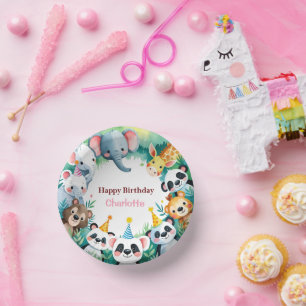 Wild ein Niedlicher Jungle Tiere Geburtstag des Ki Pappteller