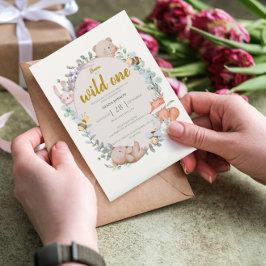 Wild ein Niedlicher Waldtiere 1. Geburtstag Einladung