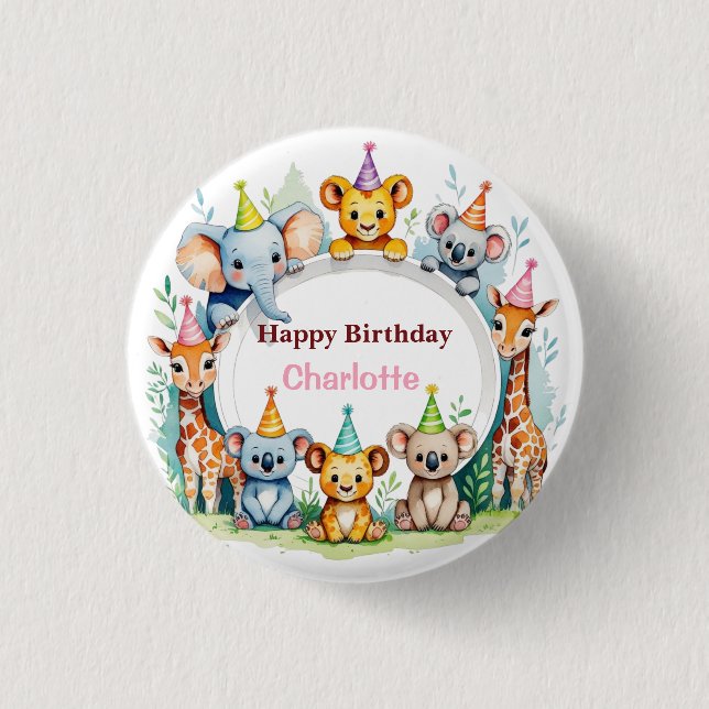 Wild ein Niedliches Jungtierkind zum Geburtstag Button (Vorderseite)
