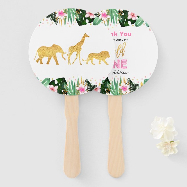 Wild ein Party Hand Fan Jungle Animals Gastgeschen Fächer (Vorne und Hinten)