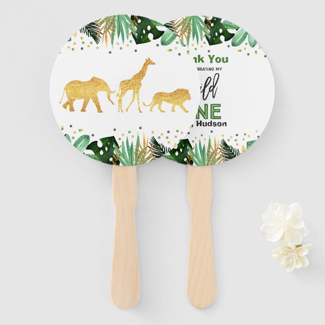 Wild ein Party Hand Fan Jungle Animals Gastgeschen Fächer (Vorne und Hinten)
