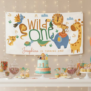 Wild-ein-Safari-Tiere Kindergeburtstag Party Banner