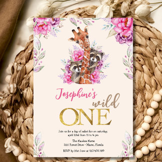 Wild-ein-Safari-Tiere Kindergeburtstag Party Einladung